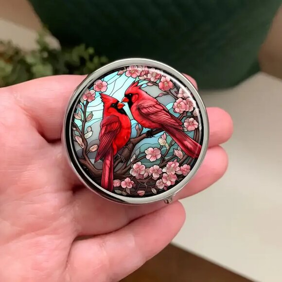 Other - Cardinal Pill Box with Dogwood Tree